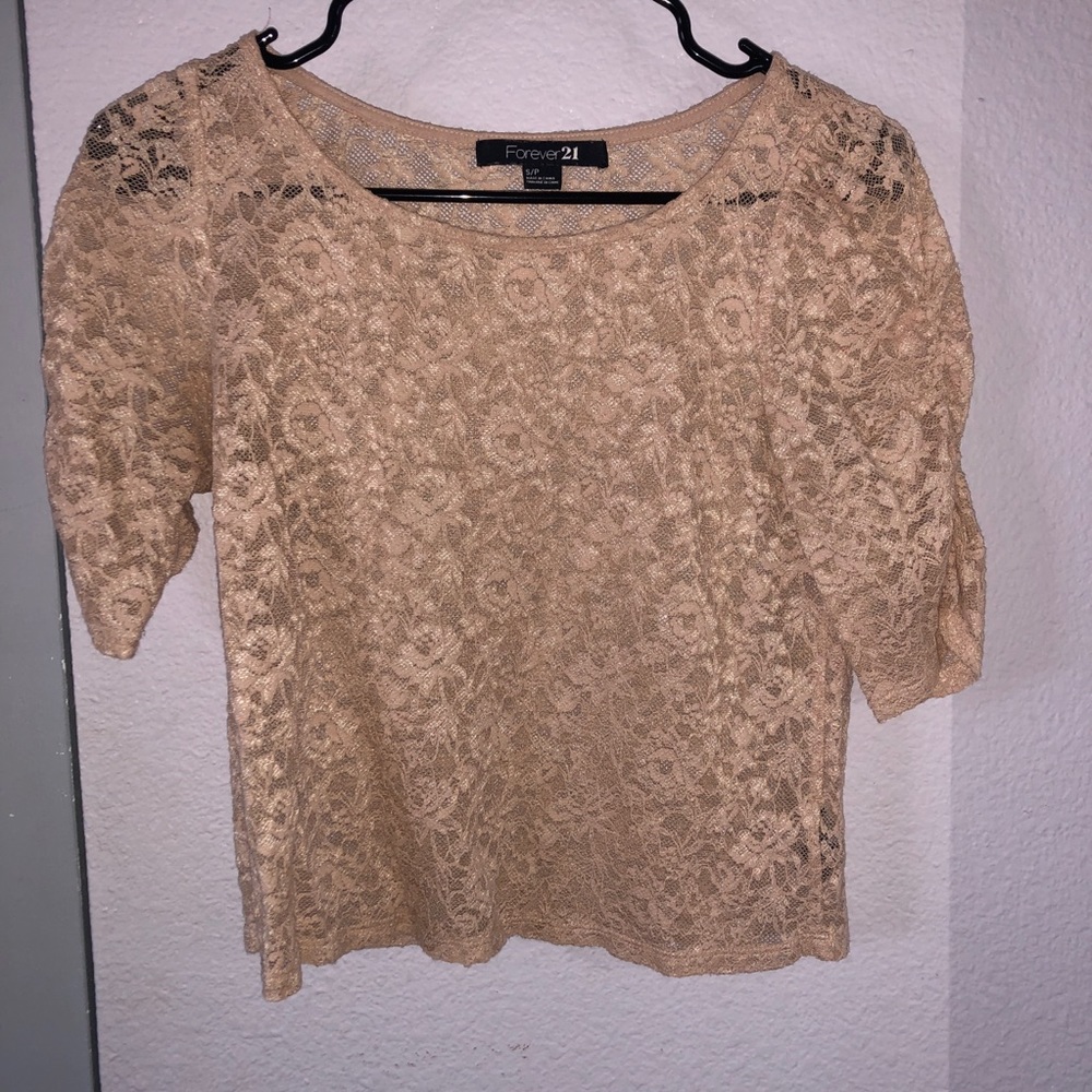 Beige Lace Crop Top